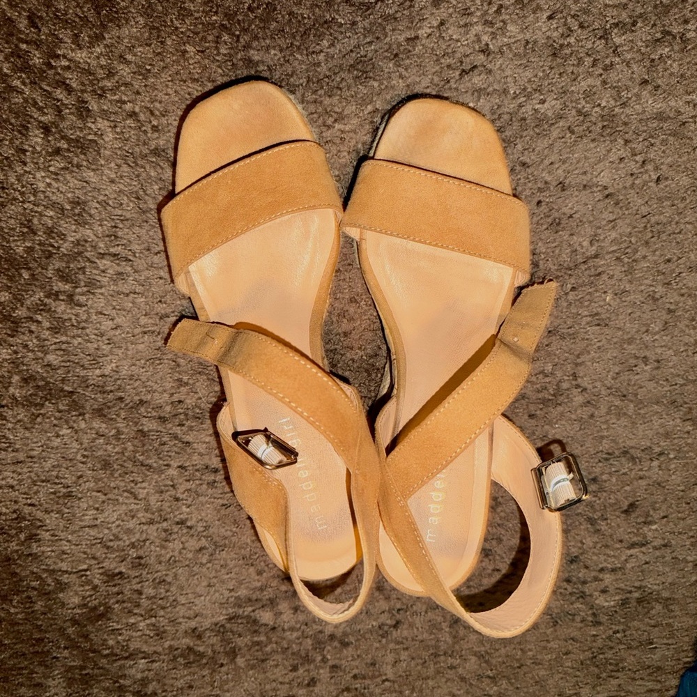 Women's Madden Girl Tan Suede Wedge Sandals